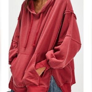 FREE PEOPLE CAMDEN HOODIE PULLOVER RED